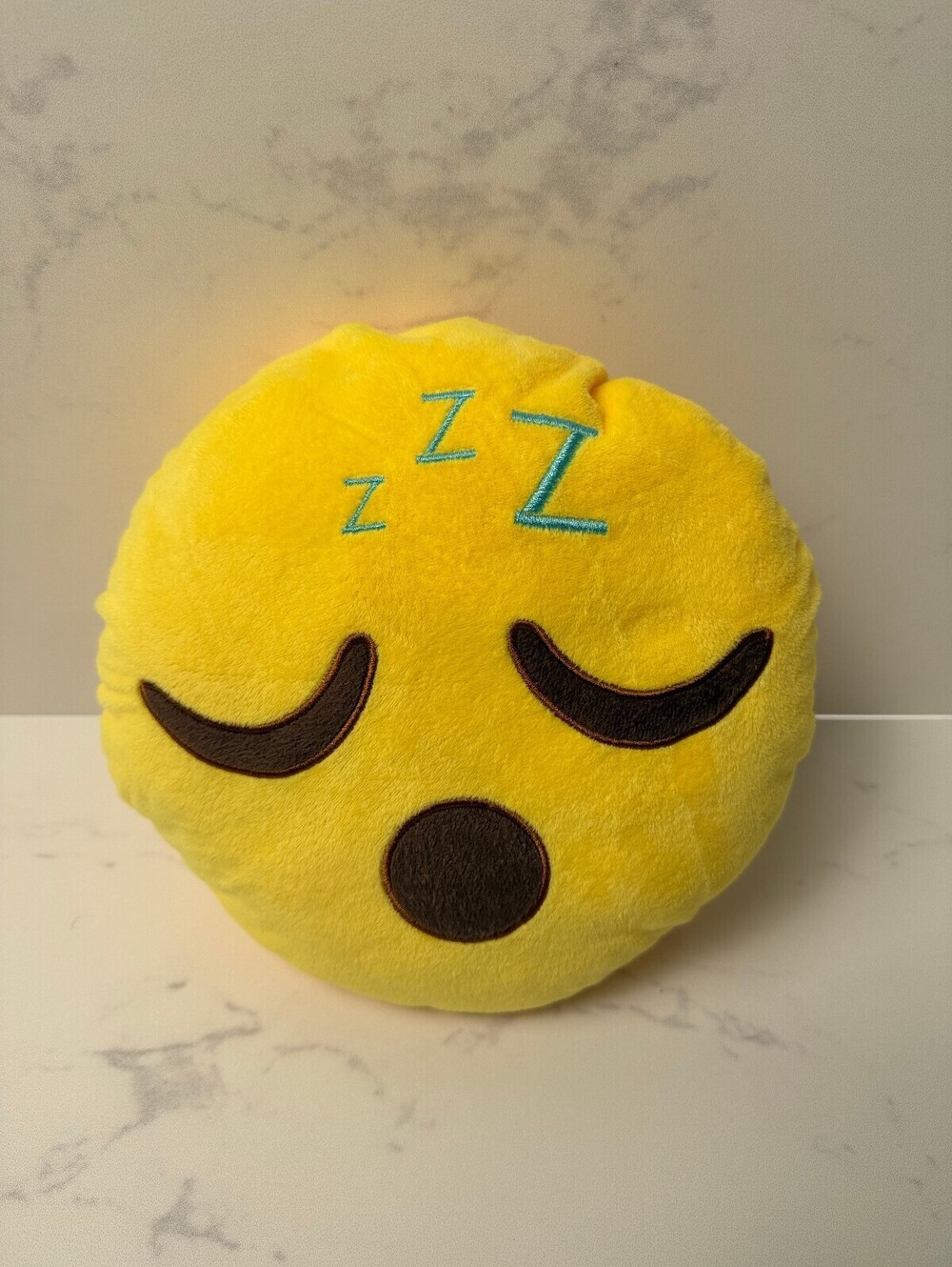 Emoji Sleepy Face Plush Pillow Yellow Modern Graphic